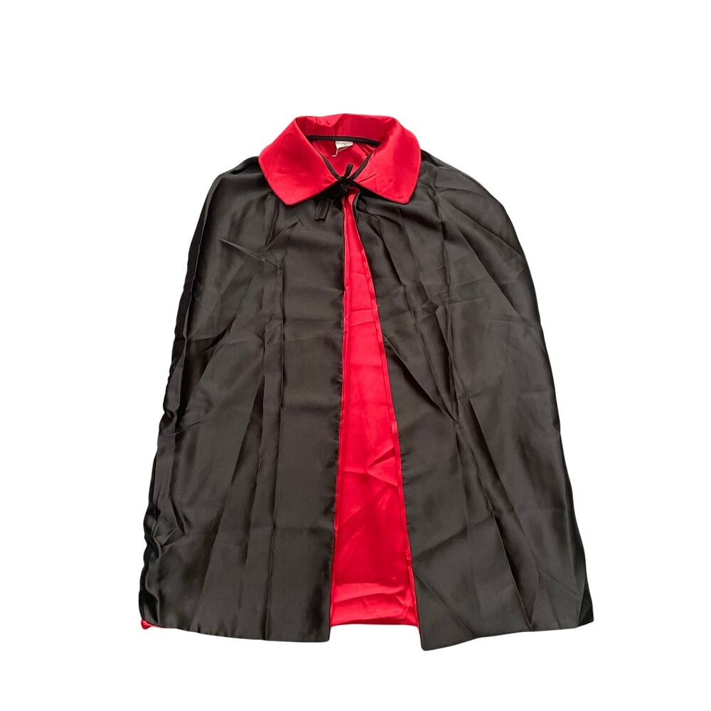 Party City Mens Adult Size OS Reversible Satin Black Red Cape